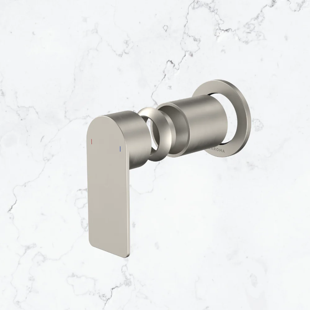 Caroma Urbane II Bath/Shower Wall Mixer with Round Cover Plate (Trim Kit Only) Brushed Nickel - Image 2