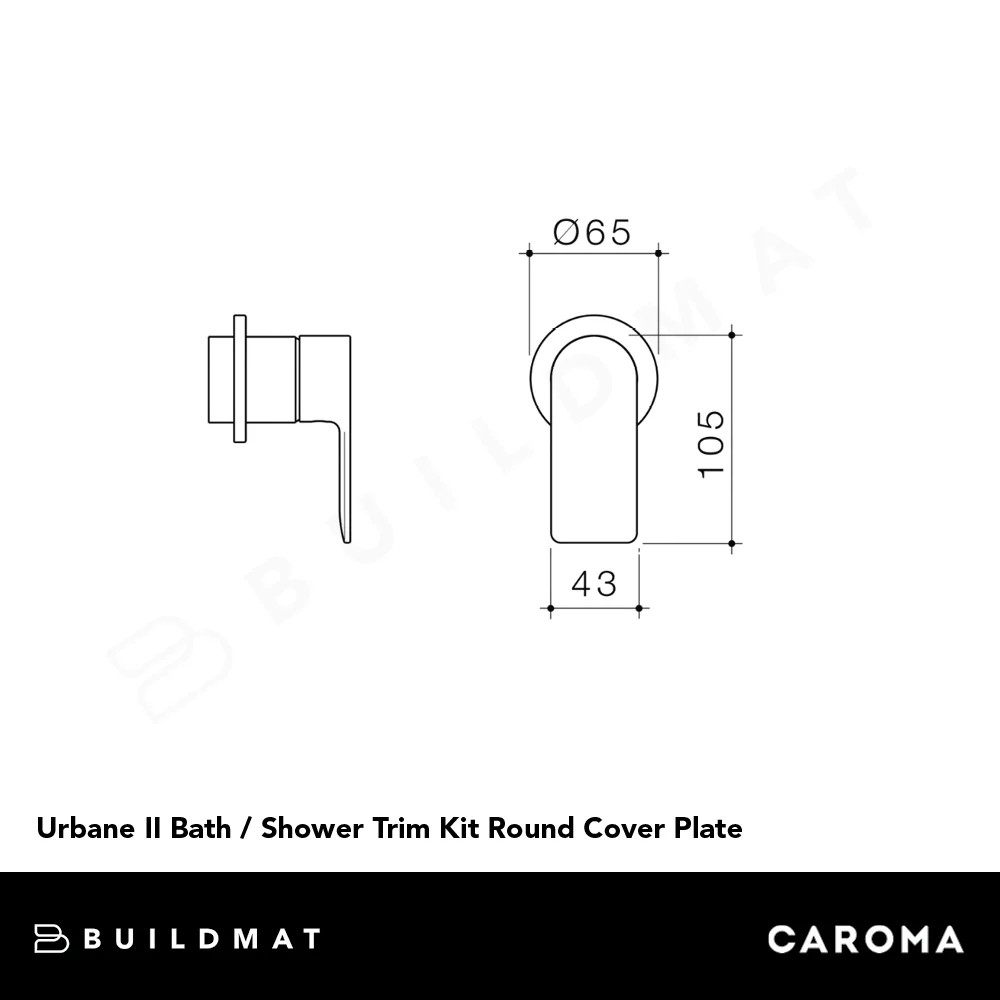 Caroma Urbane II Bath/Shower Wall Mixer with Round Cover Plate (Trim Kit Only) Brushed Nickel - Image 4