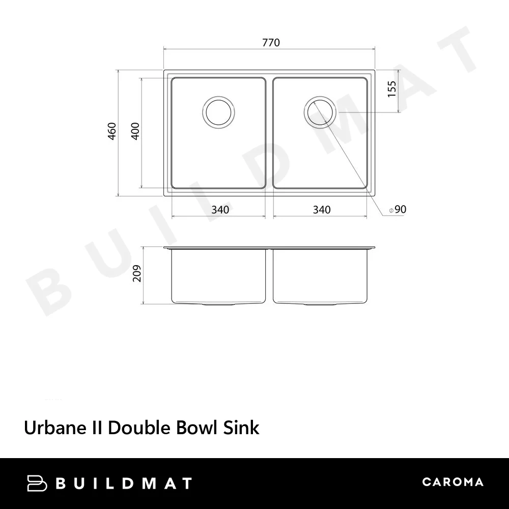 Caroma Urbane II Double Bowl Sink Stainless Steel - Image 4