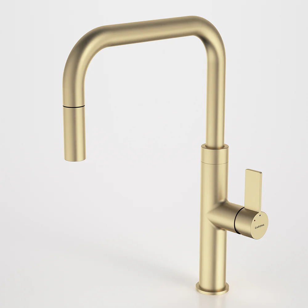 Caroma Urbane II Pull Out Sink Mixer Brushed Brass Lead Free - Image 4