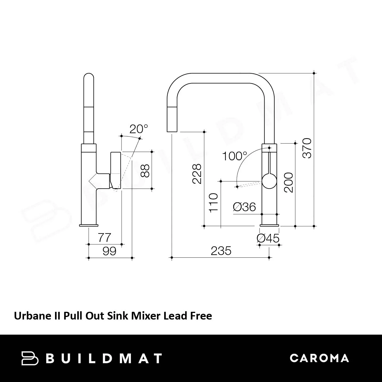 Caroma Urbane II Pull Out Sink Mixer Brushed Brass Lead Free - Image 5