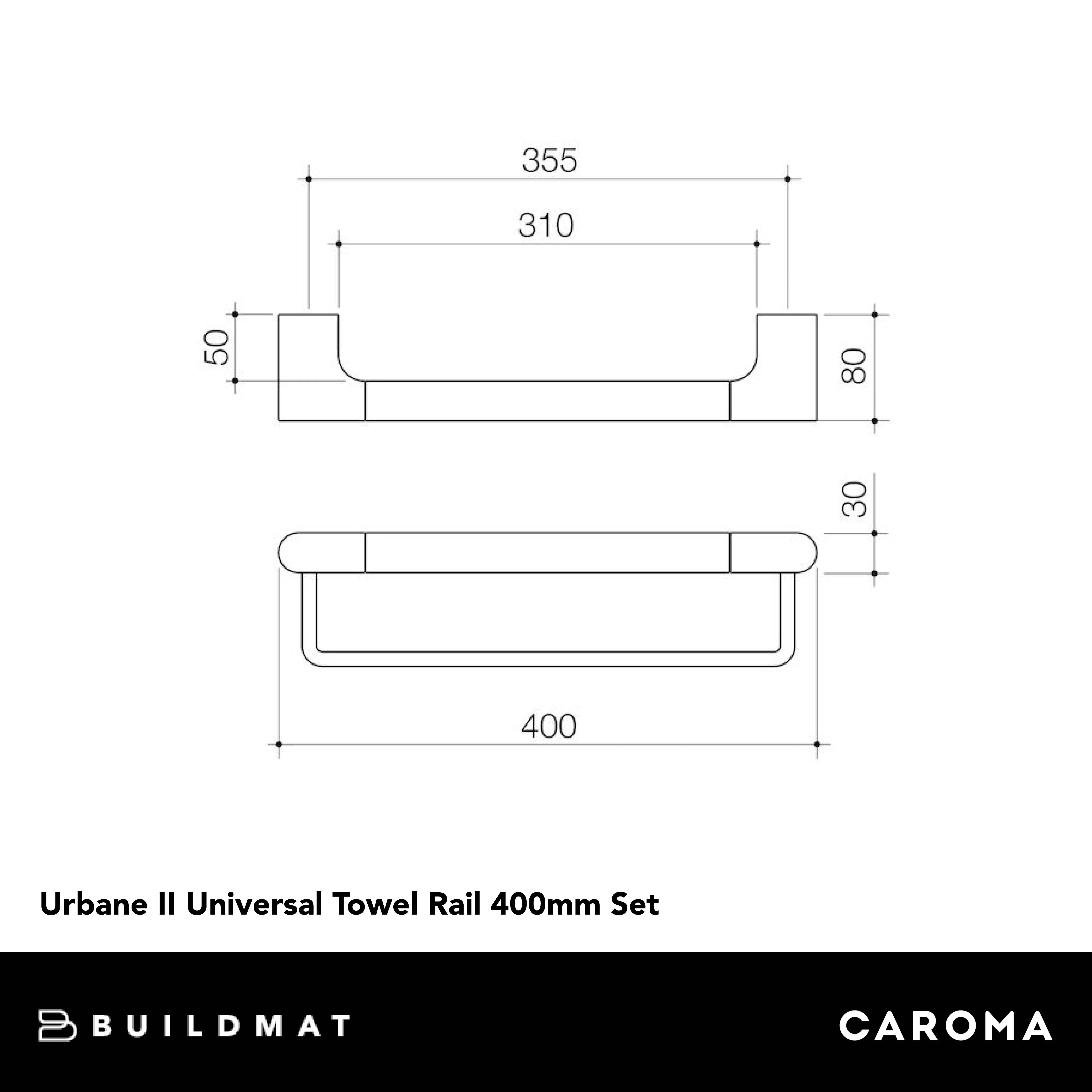 Caroma Urbane II Universal Towel Rail 400mm Set Chrome - Image 4