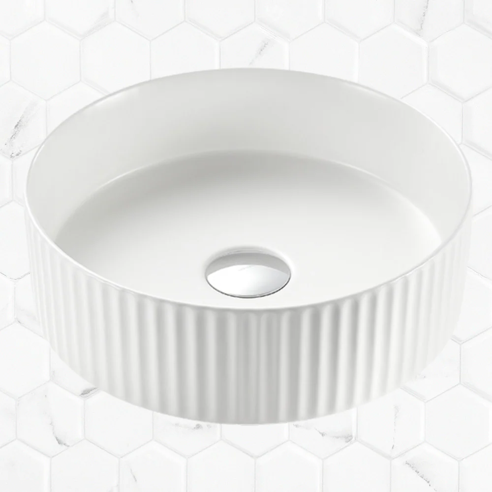 Keva Cassie Gloss White Fluted Basin - Image 2
