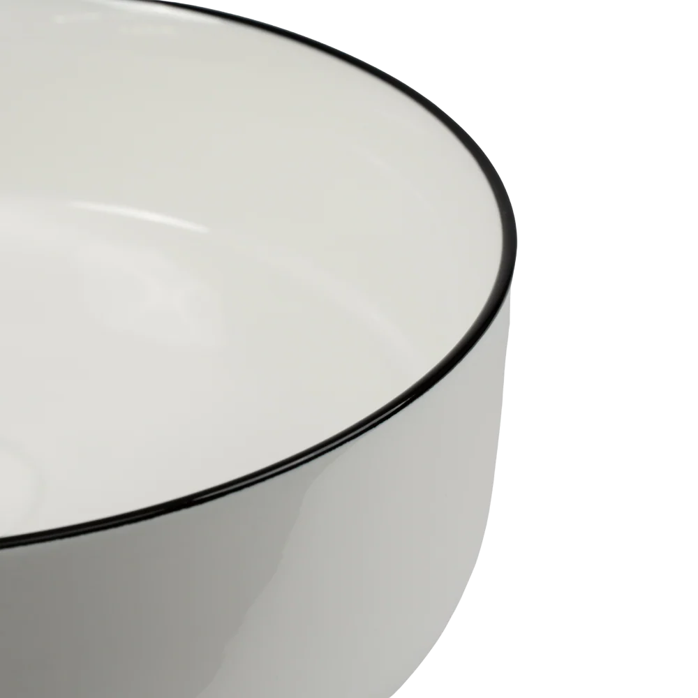 Alma Celeste Gloss White with Black Rim Circle Basin - Image 3