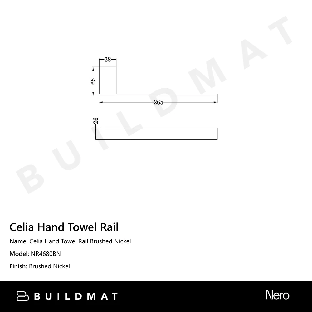 Nero Celia Hand Towel Rail Brushed Nickel - Image 4