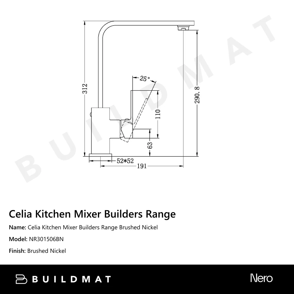 Nero Celia Kitchen Mixer Builders Range Brushed Nickel - Image 4