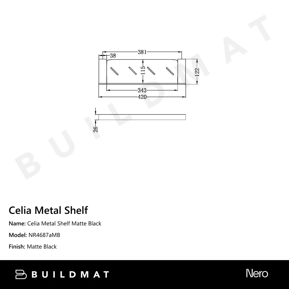 Nero Celia Metal Shelf Matte Black - Image 4