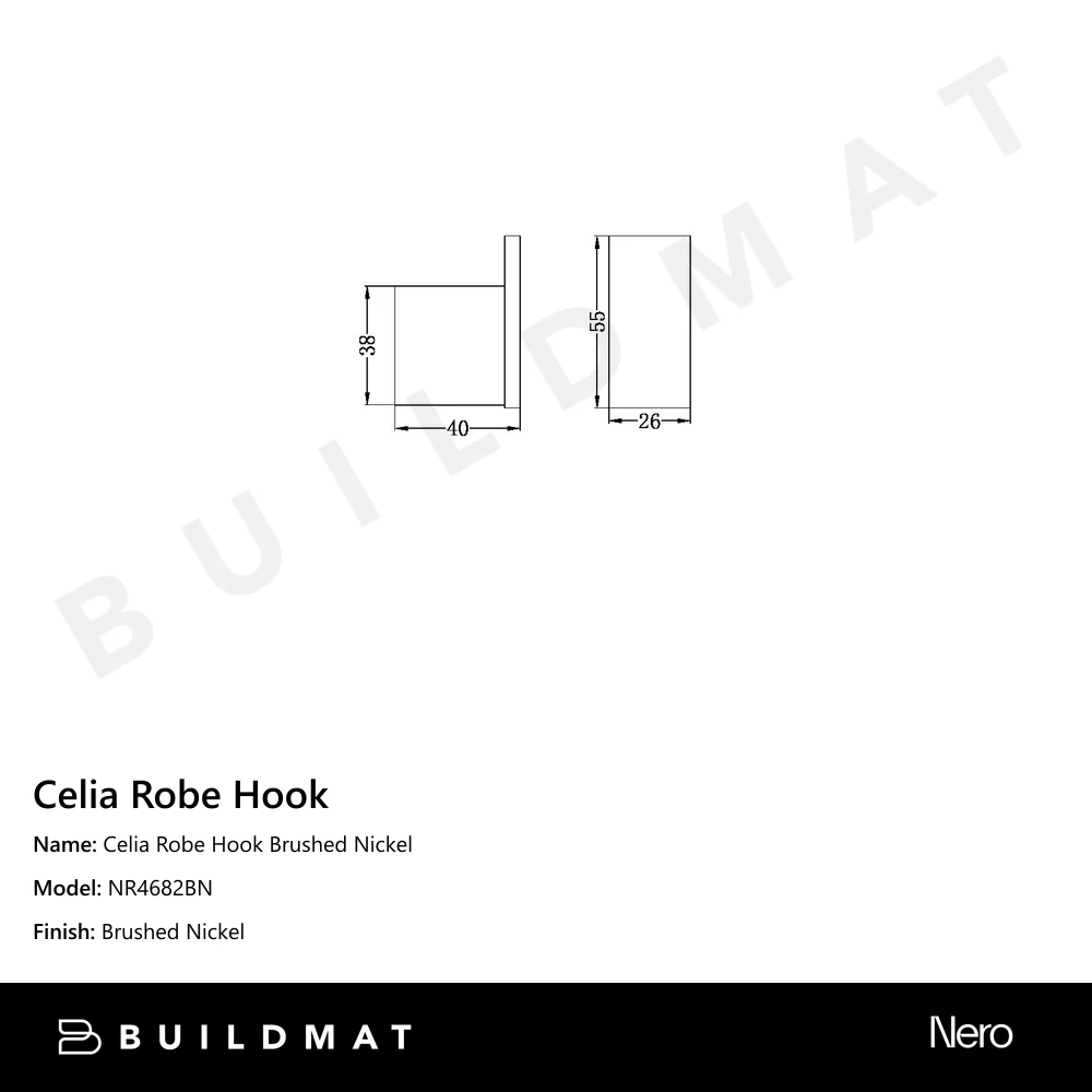 Nero Celia Robe Hook Brushed Nickel - Image 4