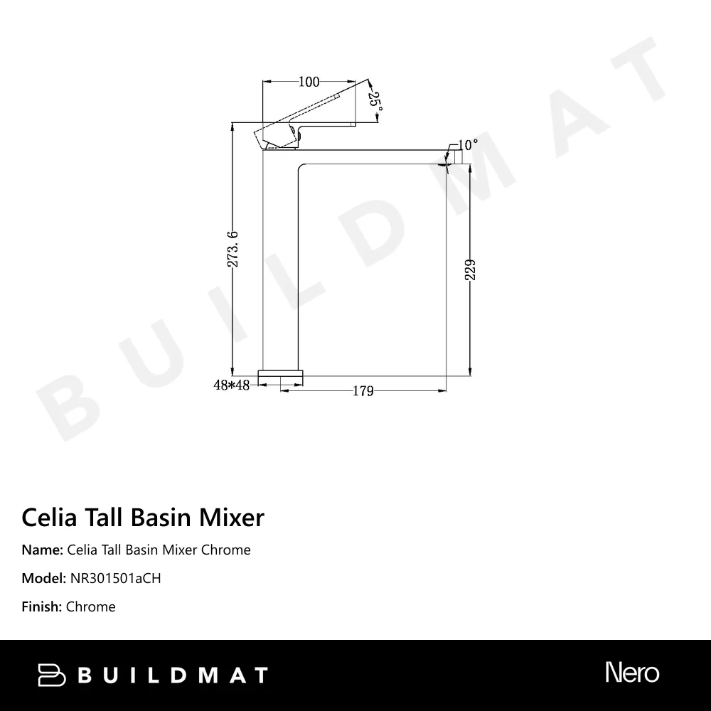 Nero Celia Tall Basin Mixer Chrome - Image 4