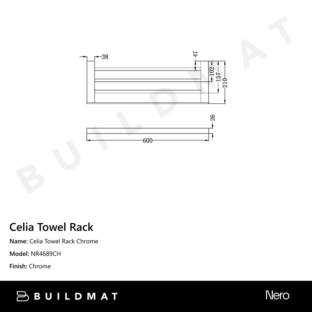 Nero Celia Towel Rack Chrome - Image 4