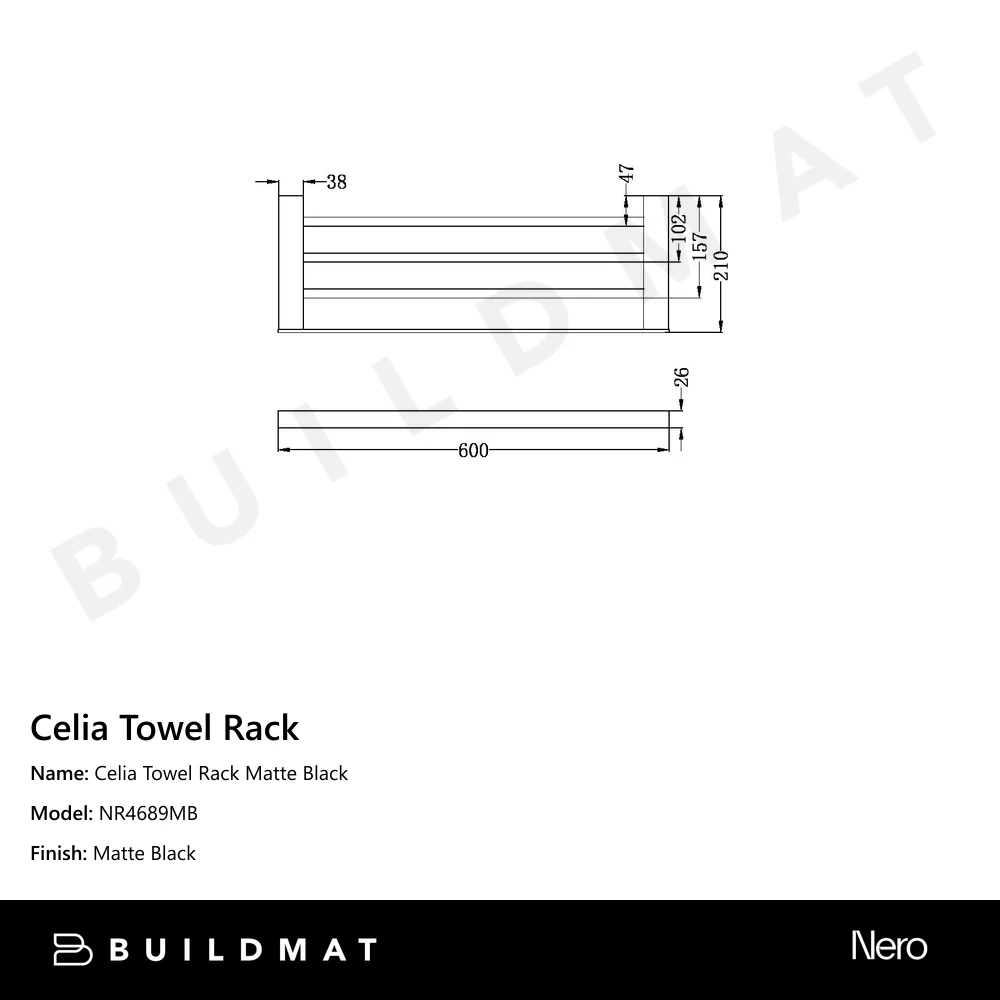 Nero Celia Towel Rack Matte Black - Image 4