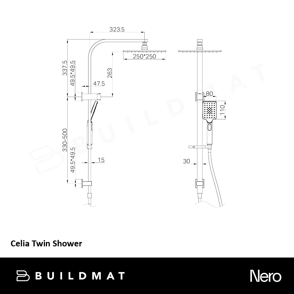 Nero Celia Twin Shower Matte Black - Image 4