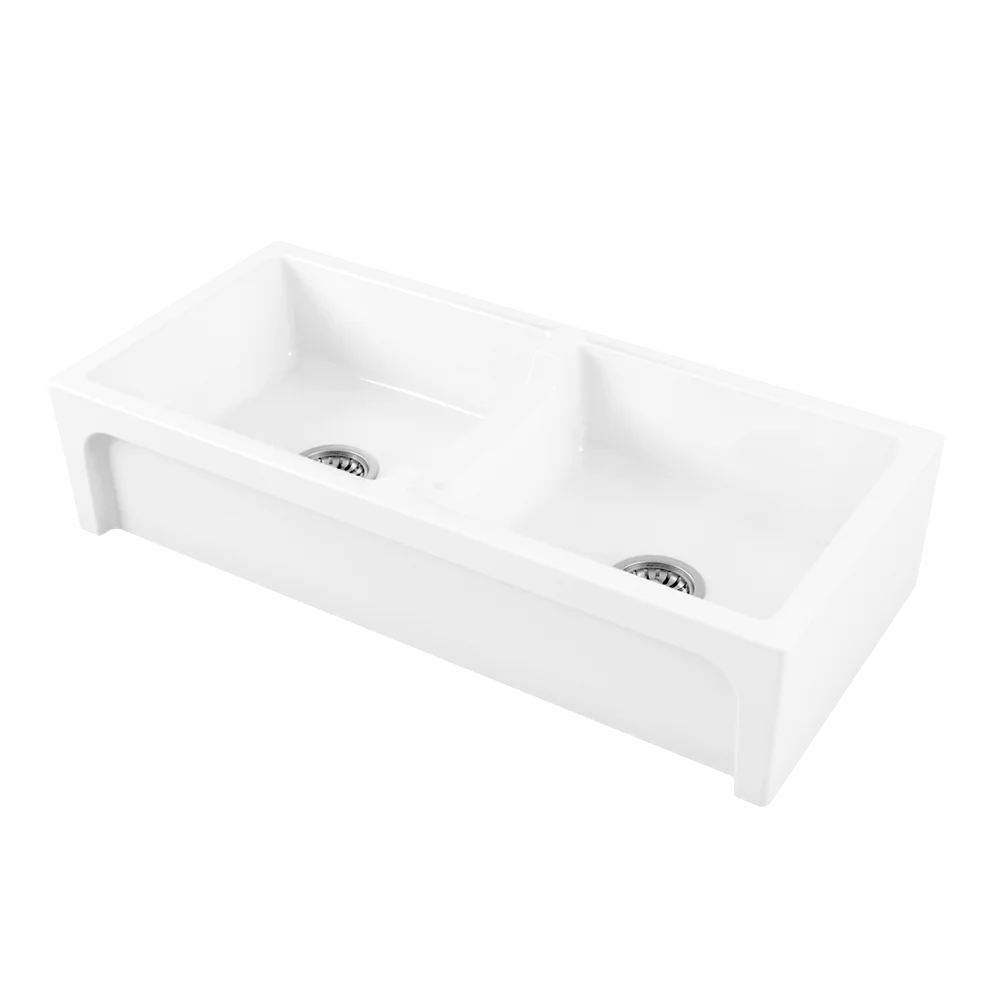 Chambord Charles Large Double Bowl Fireclay White