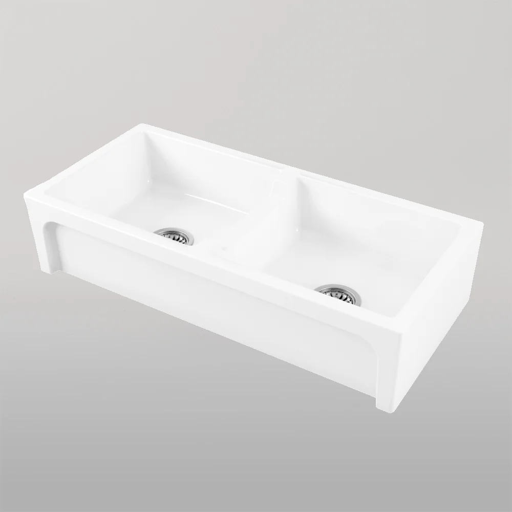 Chambord Charles Large Double Bowl Fireclay White - Image 2