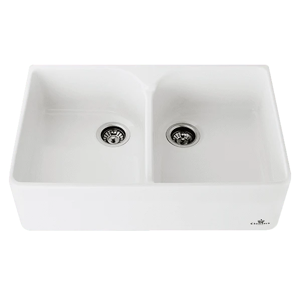 Chambord Clotaire Large Double Bowl Fireclay White