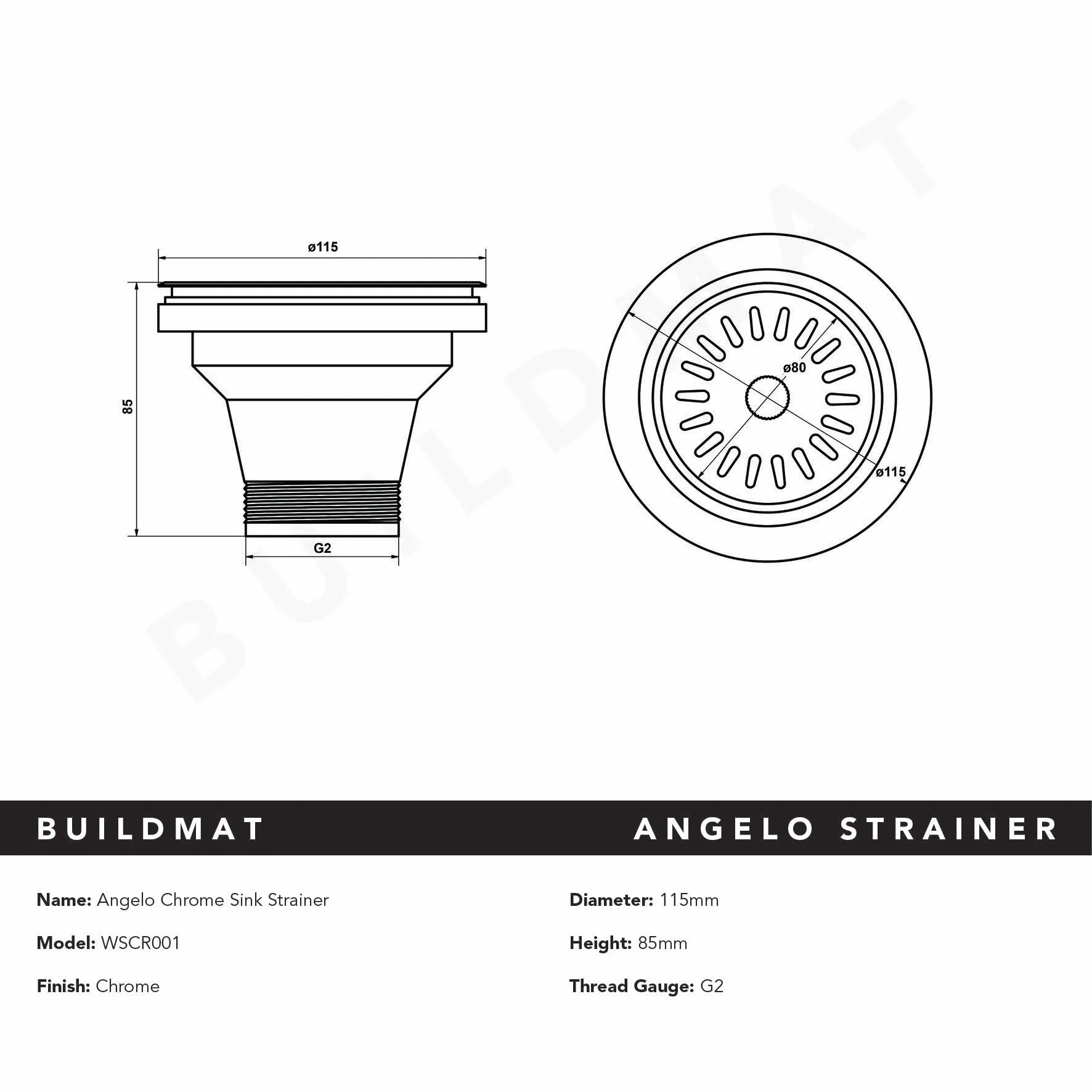 Alma Angelo Chrome Sink Strainer - Image 4