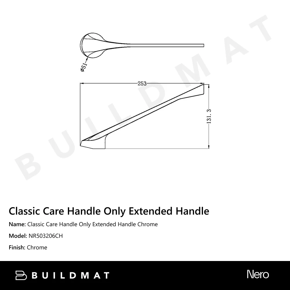 Nero Classic Care Handle Only Extended Handle Chrome - Image 4