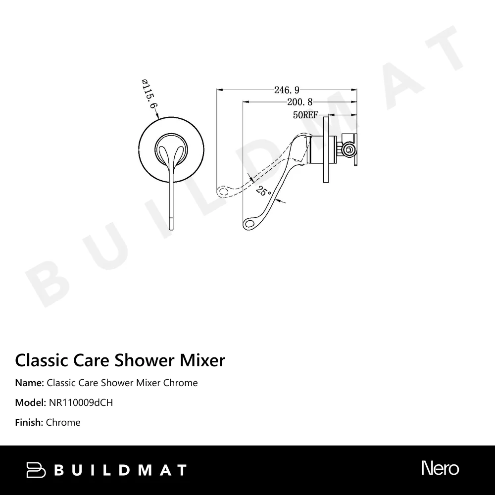 Nero Classic Care Shower Mixer Chrome - Image 4