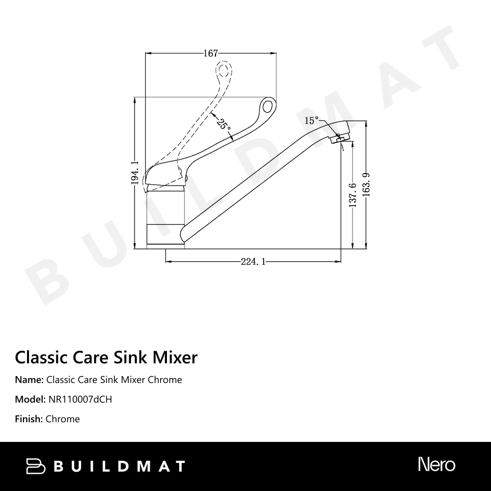 Nero Classic Care Sink Mixer Chrome - Image 4
