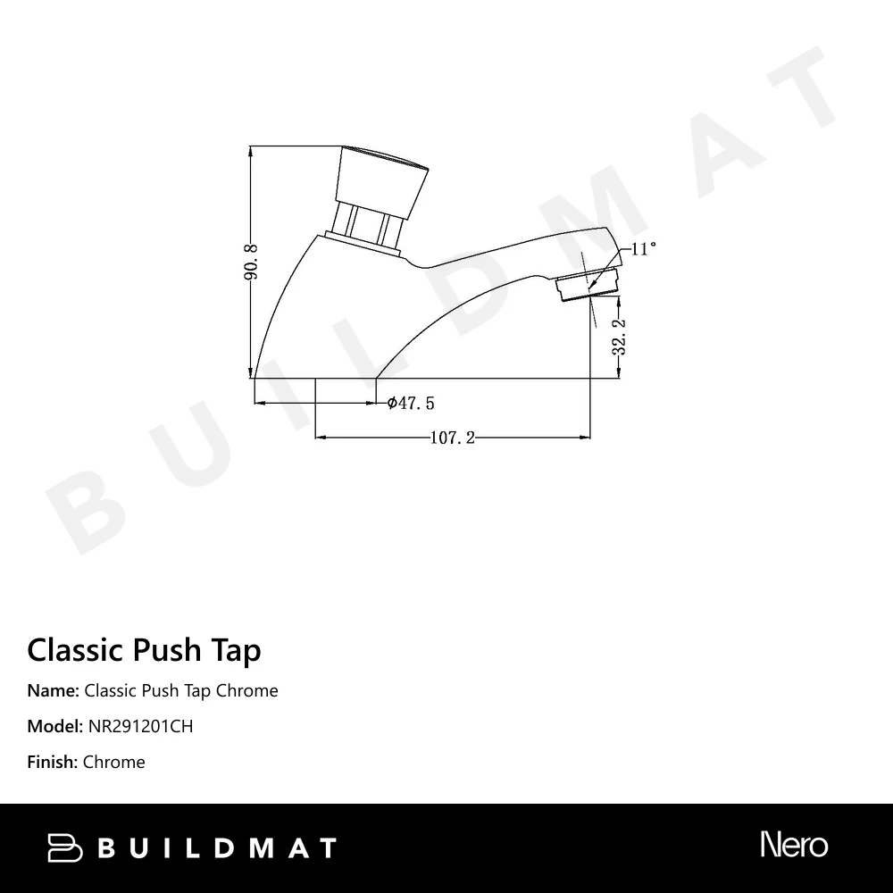 Nero Classic Push Tap Chrome - Image 4