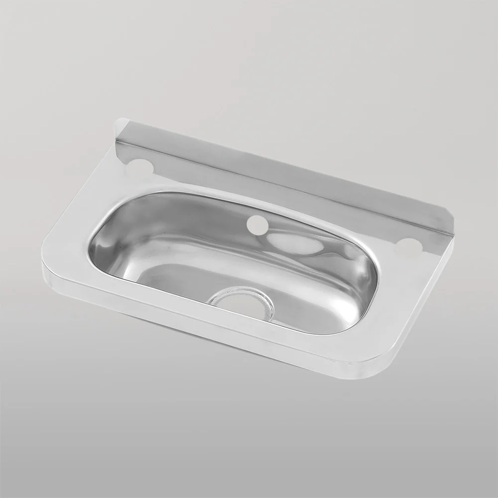 3monkeez Compact Stainless Steel Hand Basin 2 tap holes, Inc Overflow Hole - Image 2