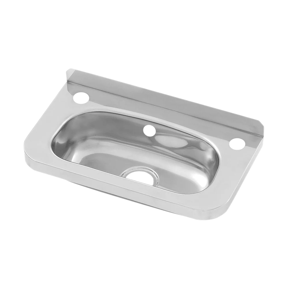 3monkeez Compact Stainless Steel Hand Basin 2 tap holes, Inc Overflow Hole - Image 4