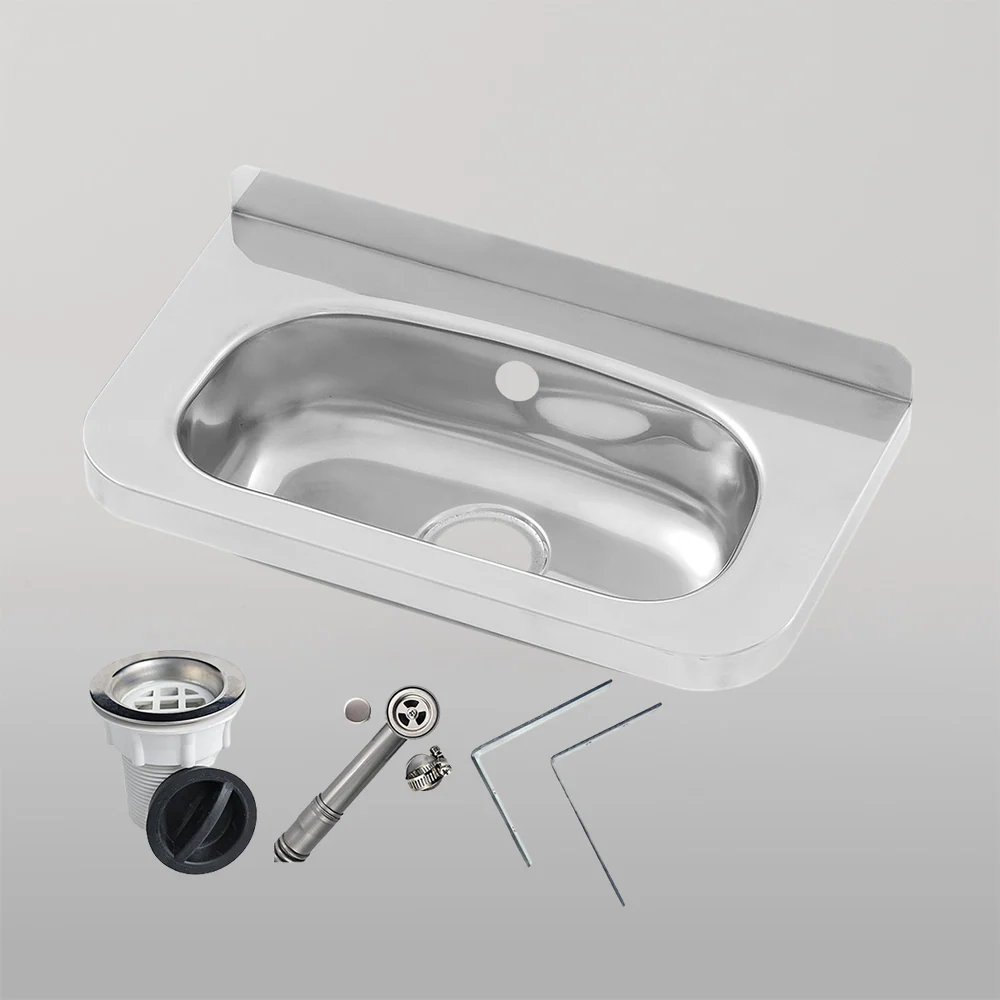 3monkeez Compact Stainless Steel Hand Basin Inc Wall Brackets, Overflow Kit & Plug & Waste - Image 2
