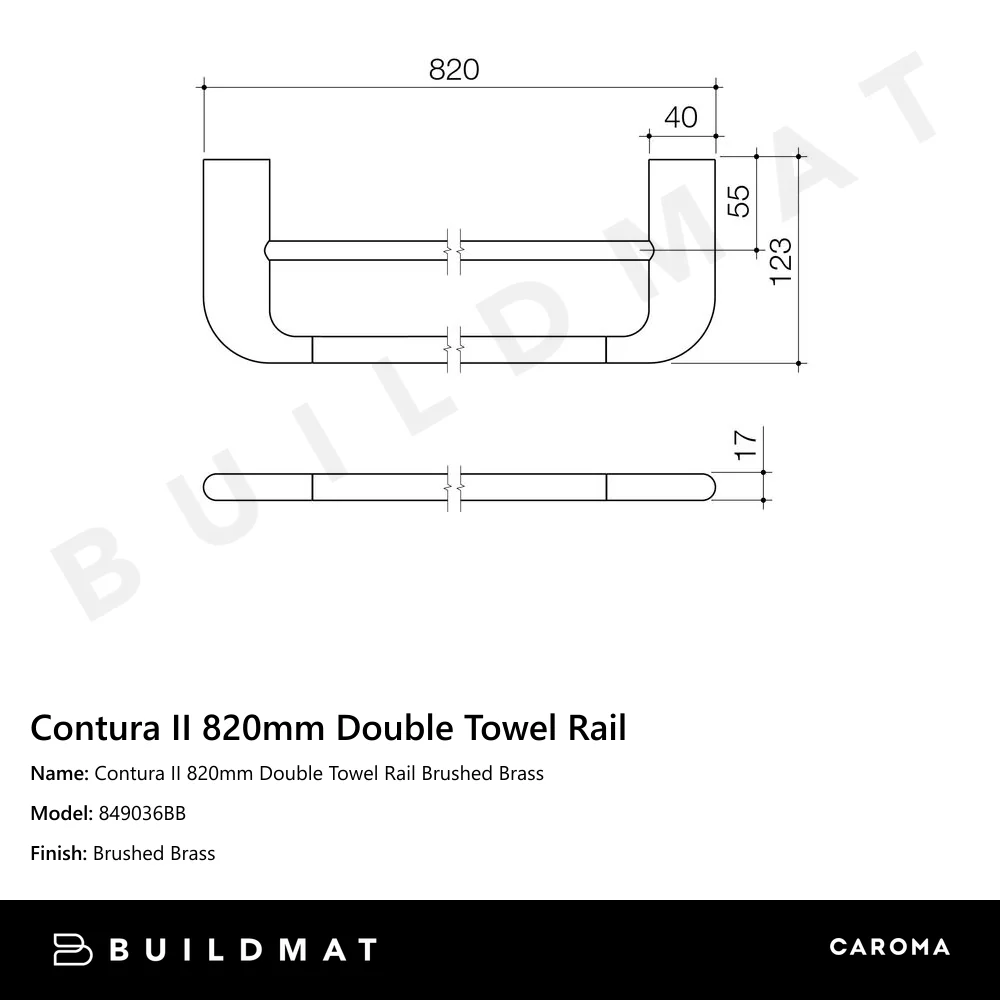 Caroma Contura II 820mm Double Towel Rail Brushed Brass - Image 4
