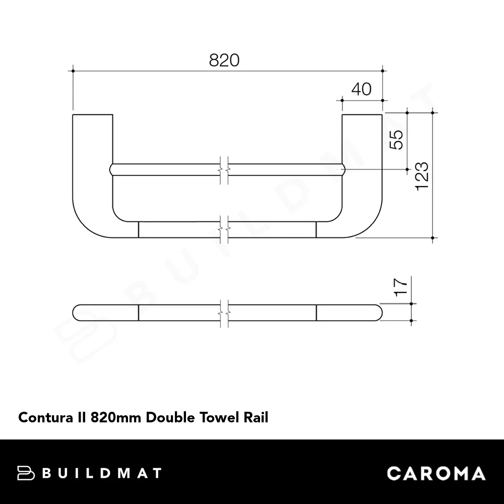 Caroma Contura II 820mm Double Towel Rail Matte Black - Image 4