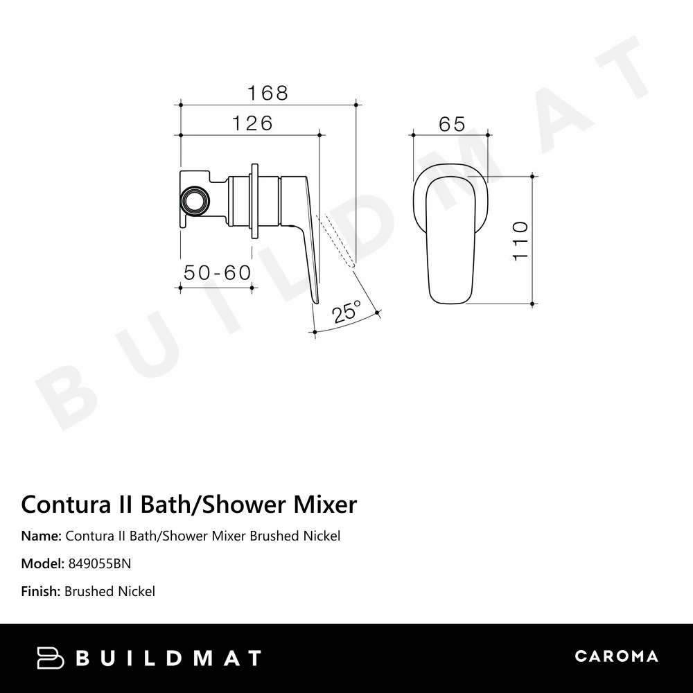 Caroma Contura II Bath/Shower Mixer Brushed Nickel - Image 4