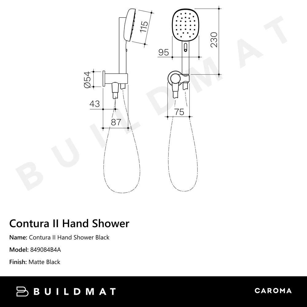 Caroma Contura II Hand Shower Black - Image 4