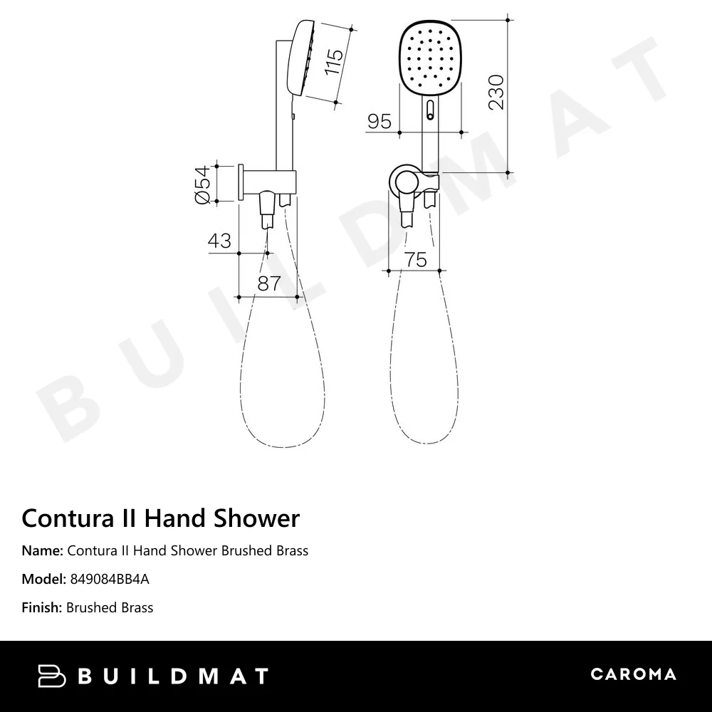 Caroma Contura II Hand Shower Brushed Brass - Image 4