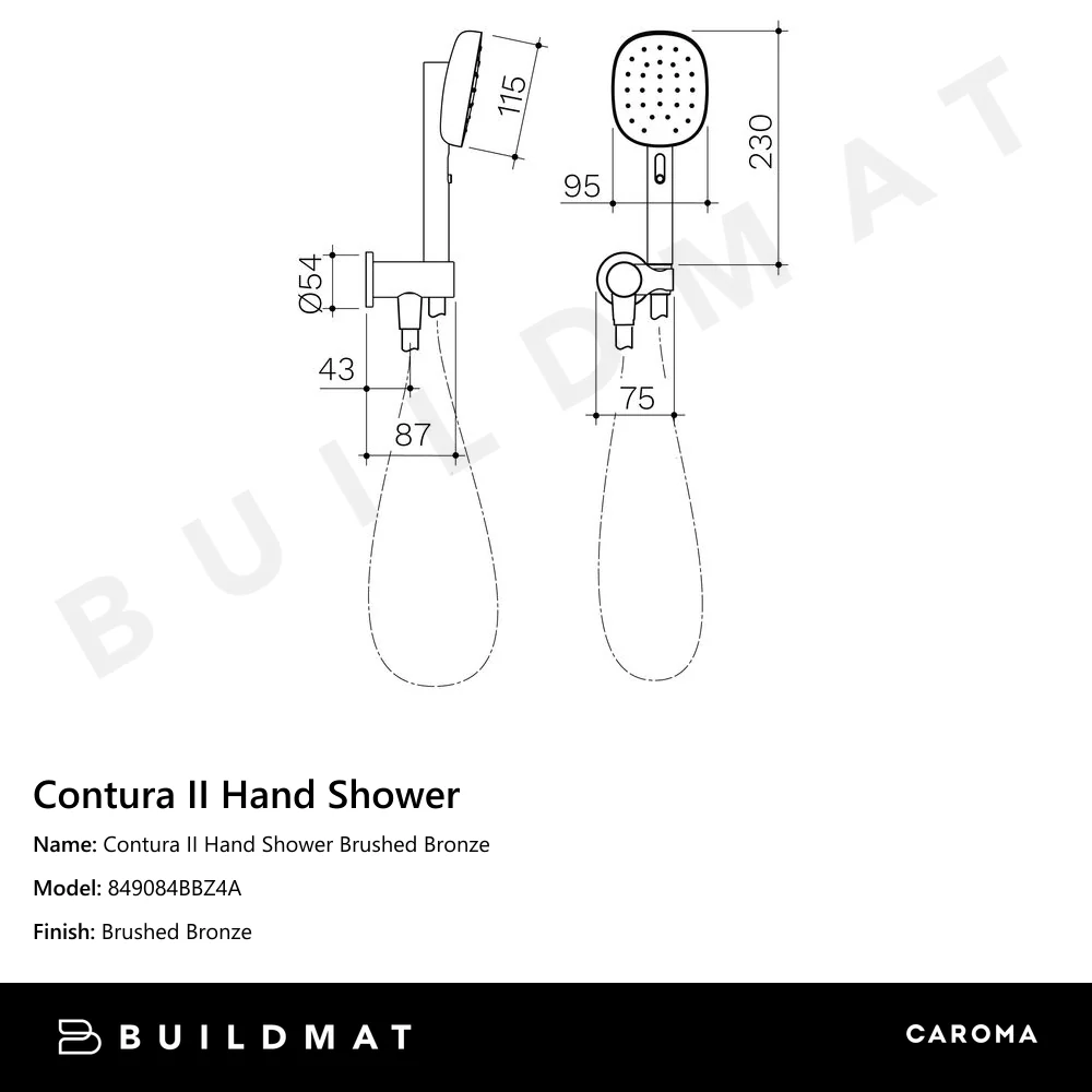 Caroma Contura II Hand Shower Brushed Bronze - Image 4