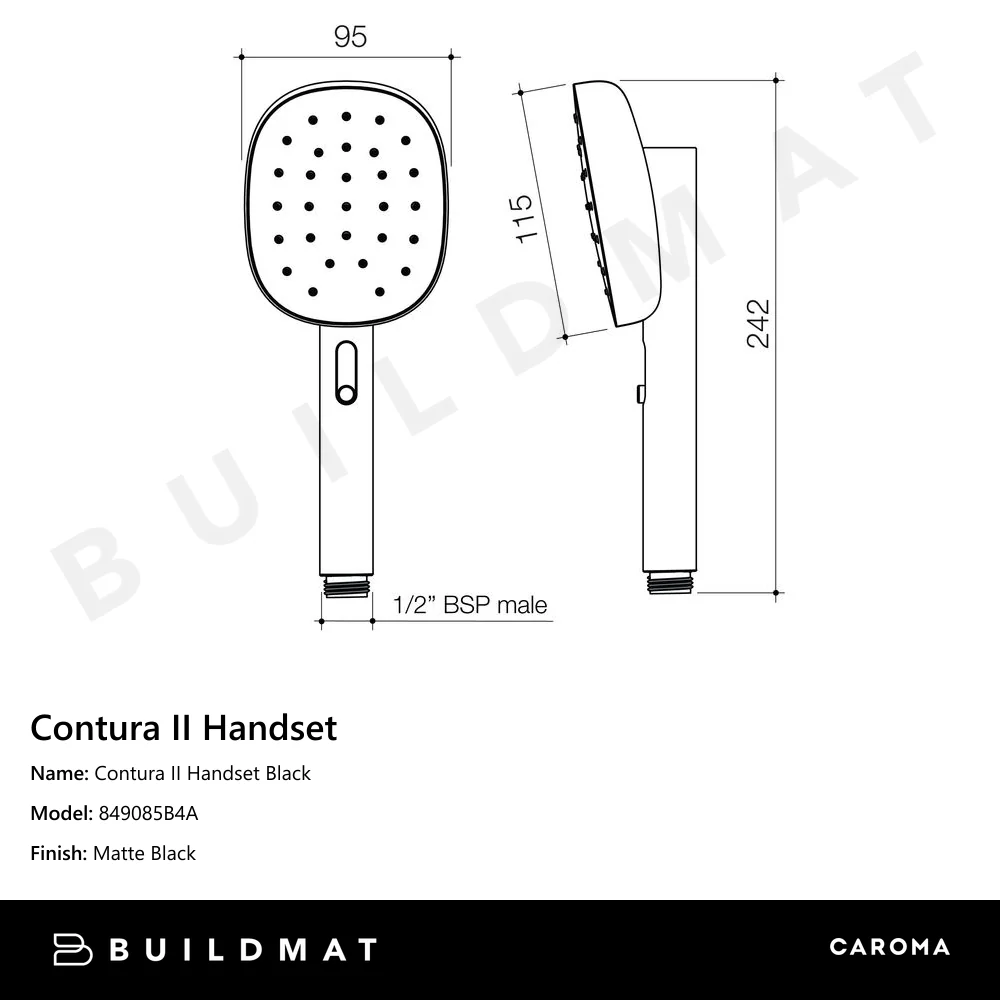 Caroma Contura II Handset Black - Image 4