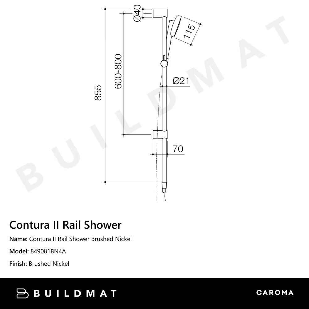 Caroma Contura II Rail Shower Brushed Nickel - Image 4