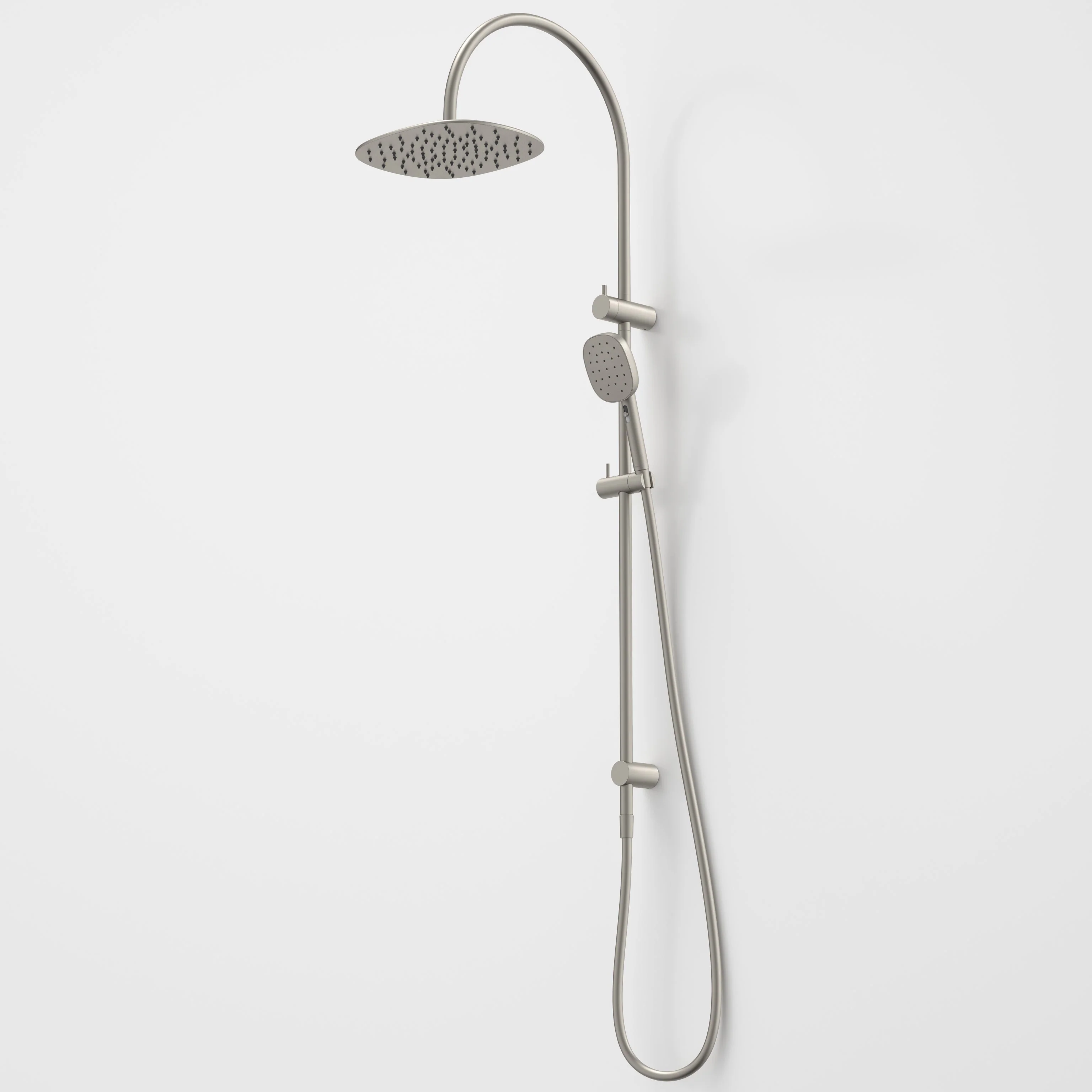 Caroma Contura II Rail Shower with Overhead Brushed Nickel - Image 2