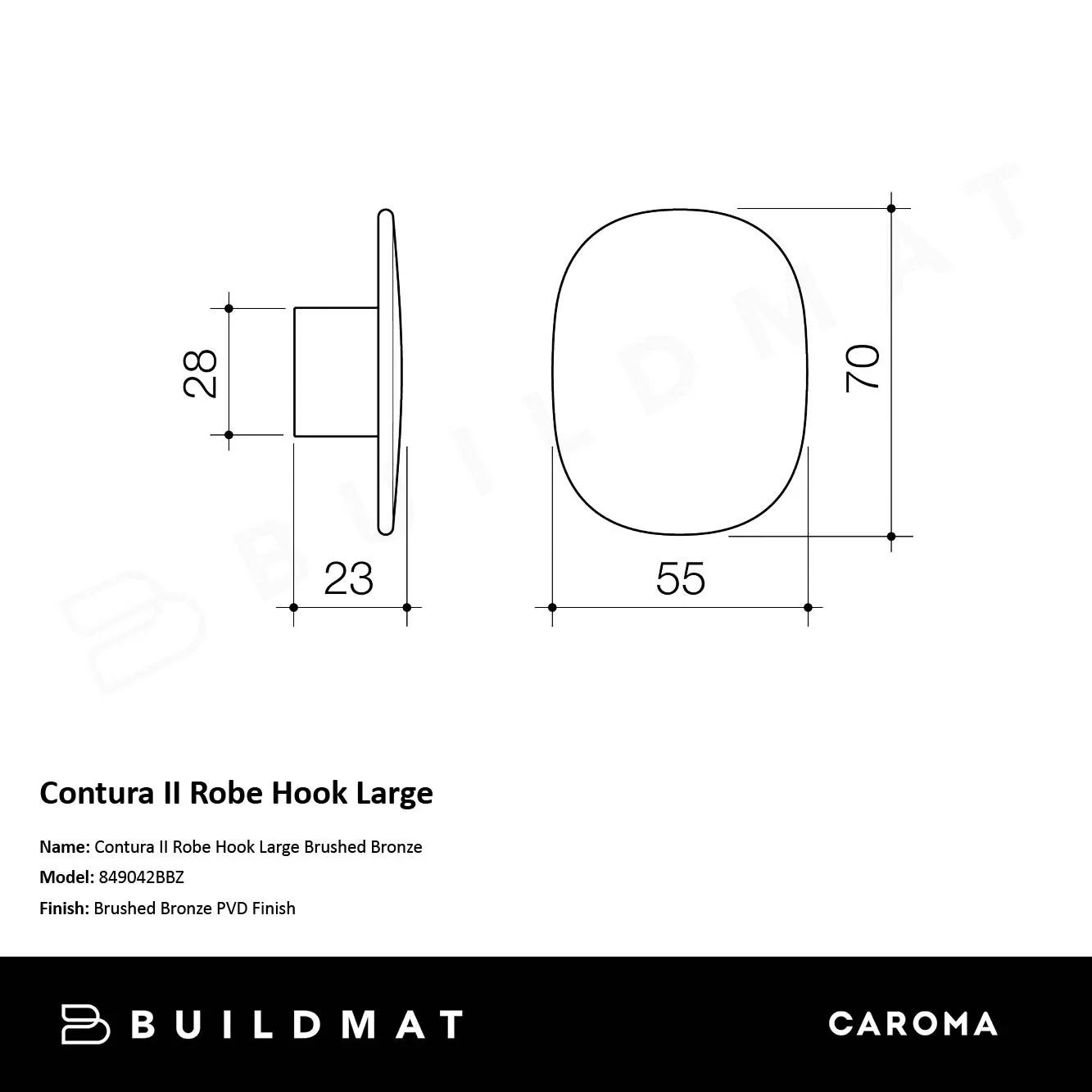 Caroma Contura II Robe Hook Large Brushed Bronze - Image 4
