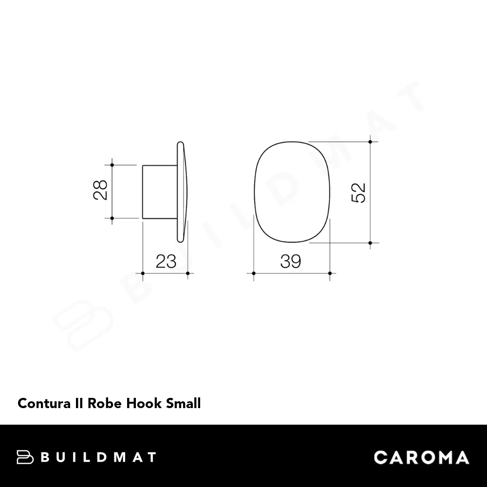 Caroma Contura II Robe Hook Small Matte Black - Image 4