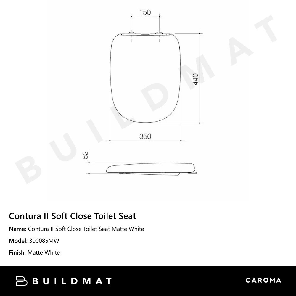 Caroma Contura II Soft Close Toilet Seat Matte White - Image 4