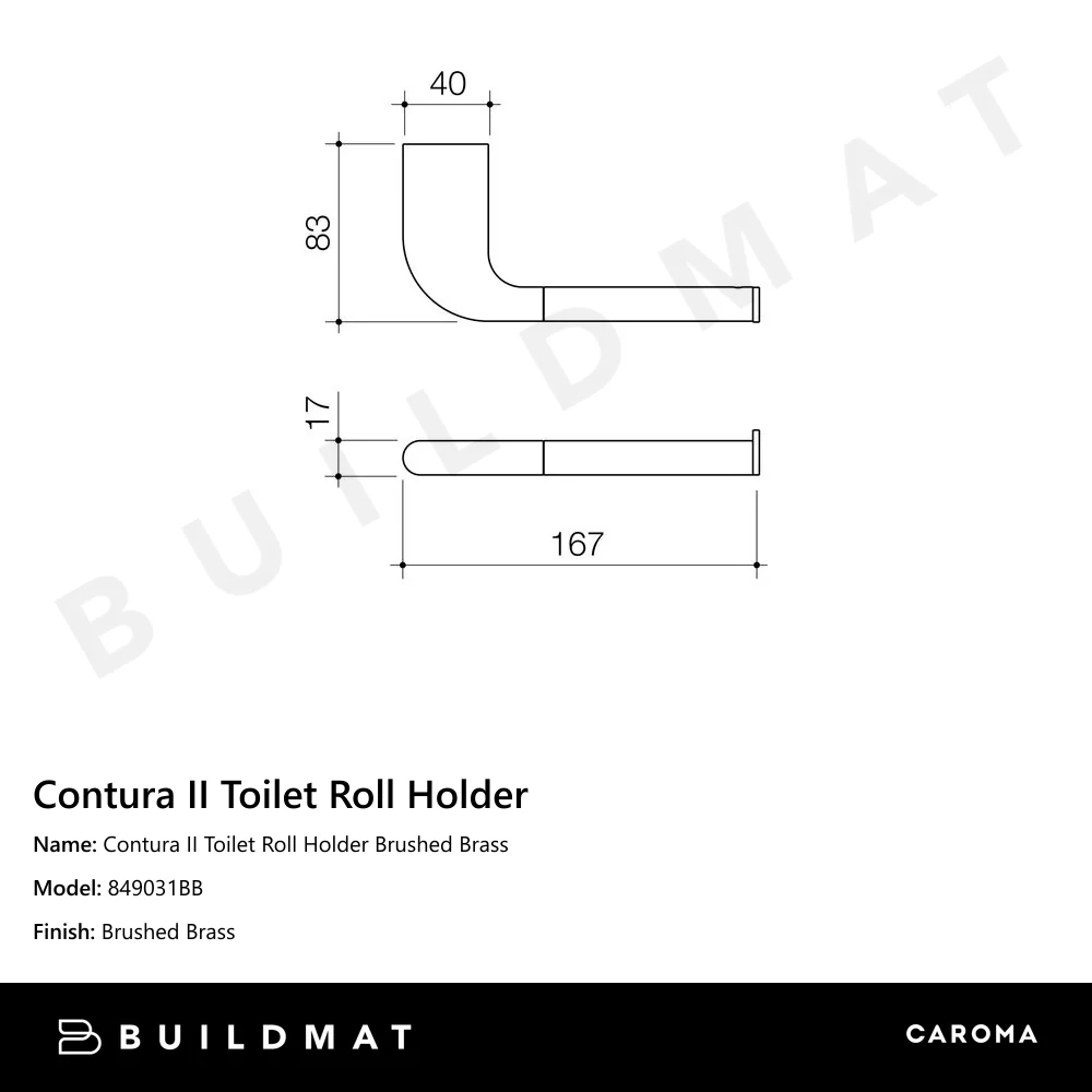 Caroma Contura II Toilet Roll Holder Brushed Brass - Image 4