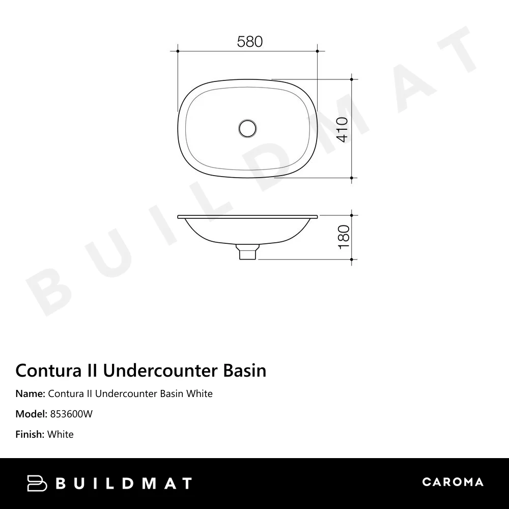 Caroma Contura II Undercounter Basin White - Image 4