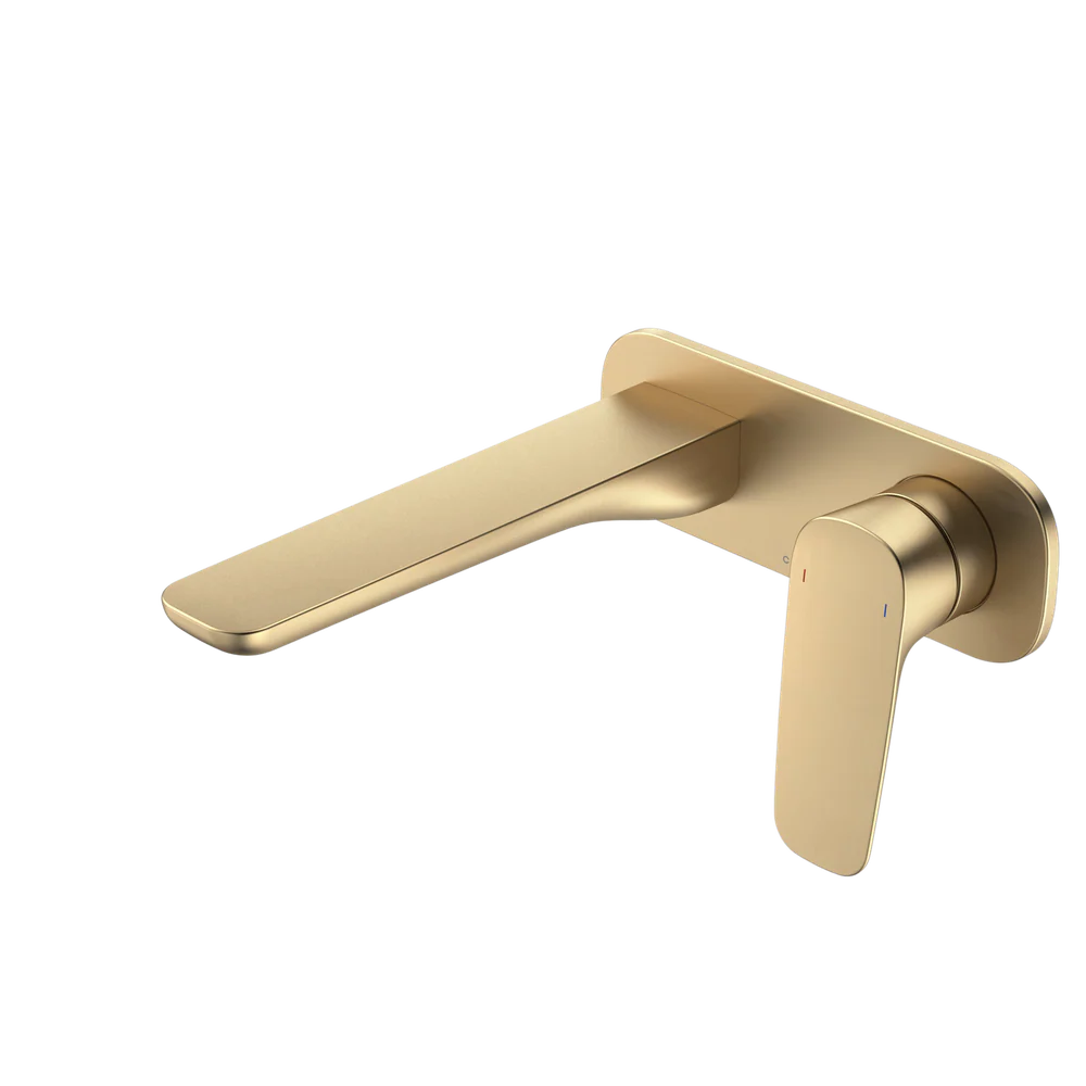 Caroma Contura II Wall Basin/Bath Mixer 180mm Lead Free Brushed Brass - Image 3
