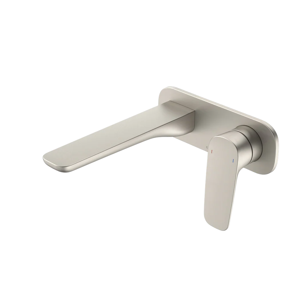 Caroma Contura II Wall Basin/Bath Mixer 180mm Lead Free Brushed Nickel - Image 3