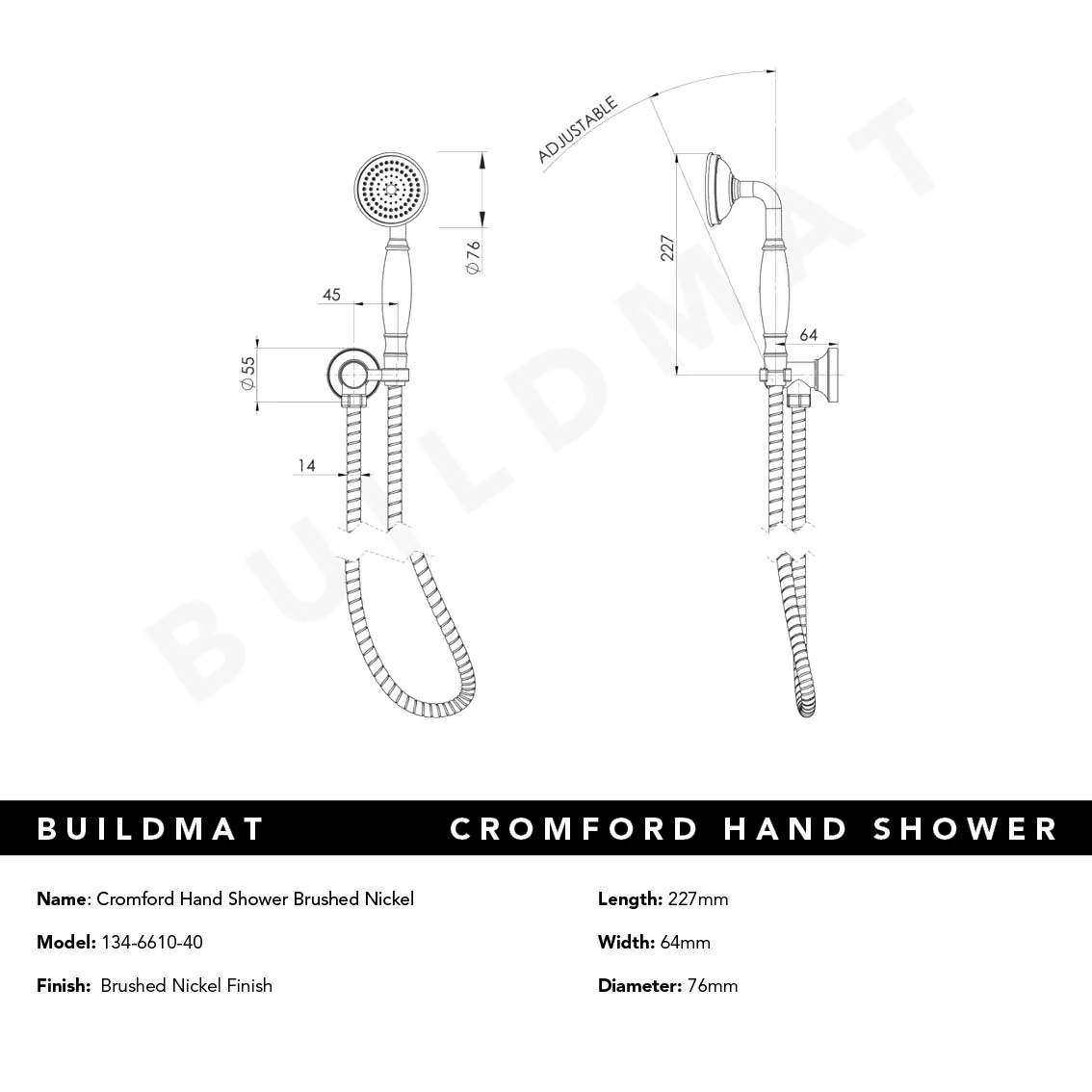 Phoenix Cromford Hand Shower Brushed Nickel - Image 4