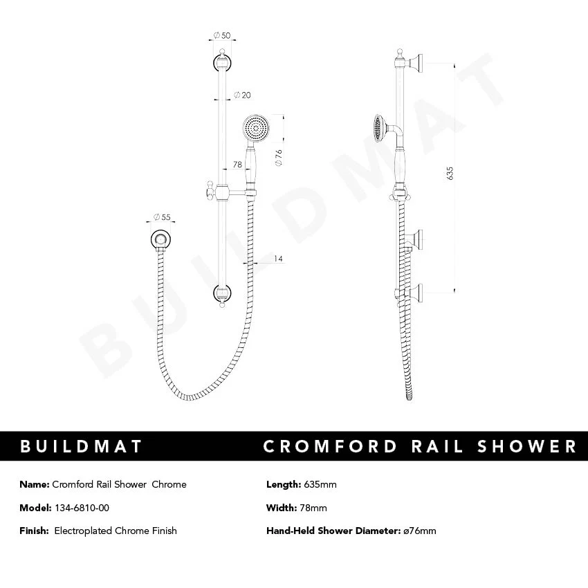 Phoenix Cromford Rail Shower Chrome - Image 4