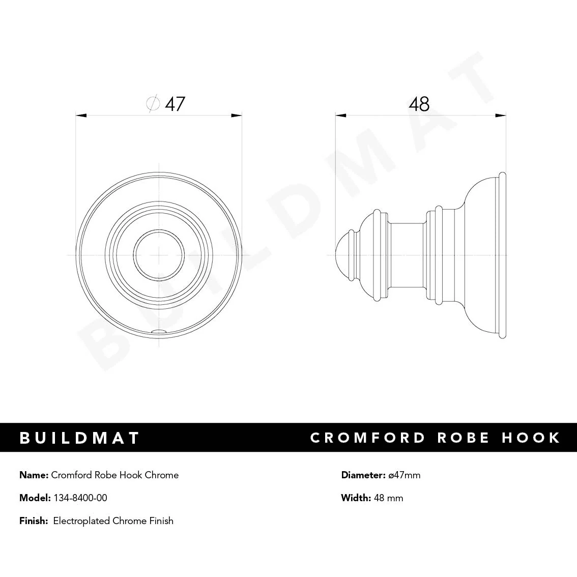 Phoenix Cromford Robe Hook Chrome - Image 4