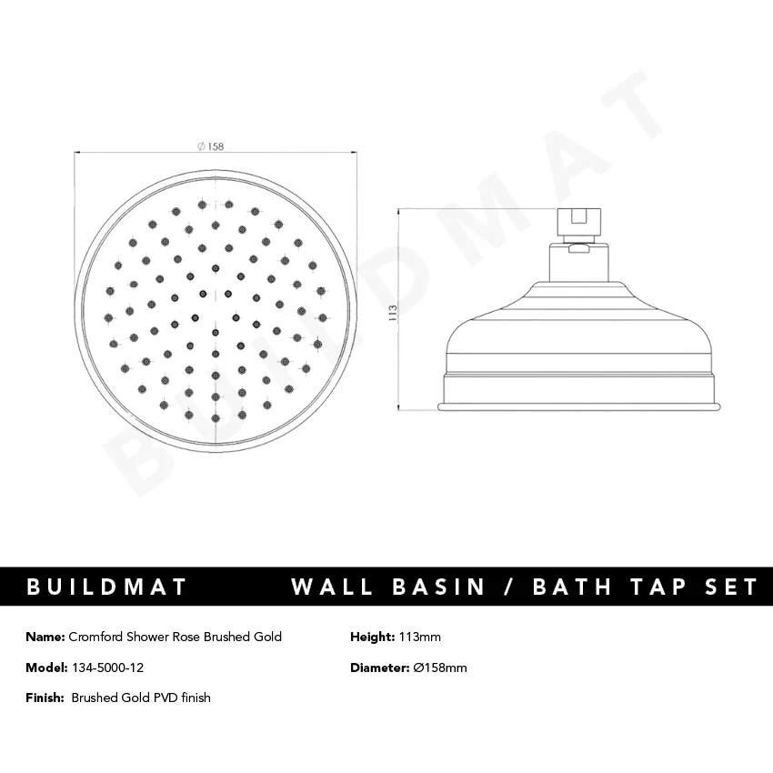 Phoenix Cromford Shower 160mm Rose Brushed Gold - Image 4