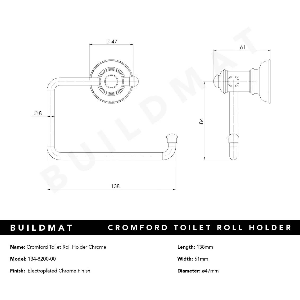 Phoenix Cromford Toilet Roll Holder Chrome - Image 4