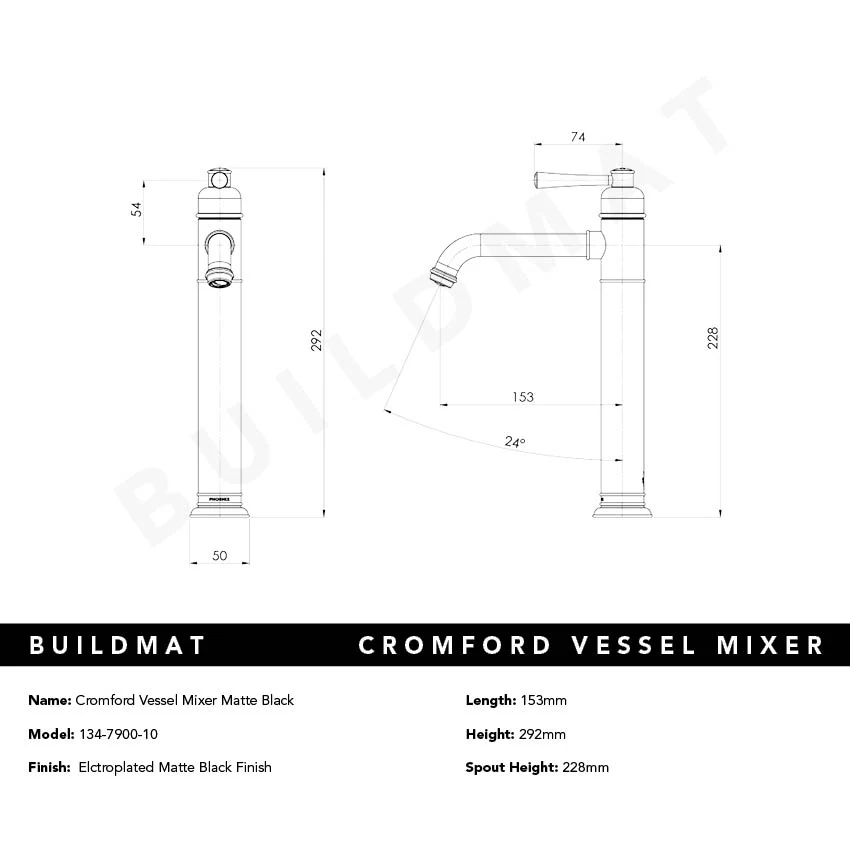 Phoenix Cromford Vessel Mixer Matte Black - Image 4