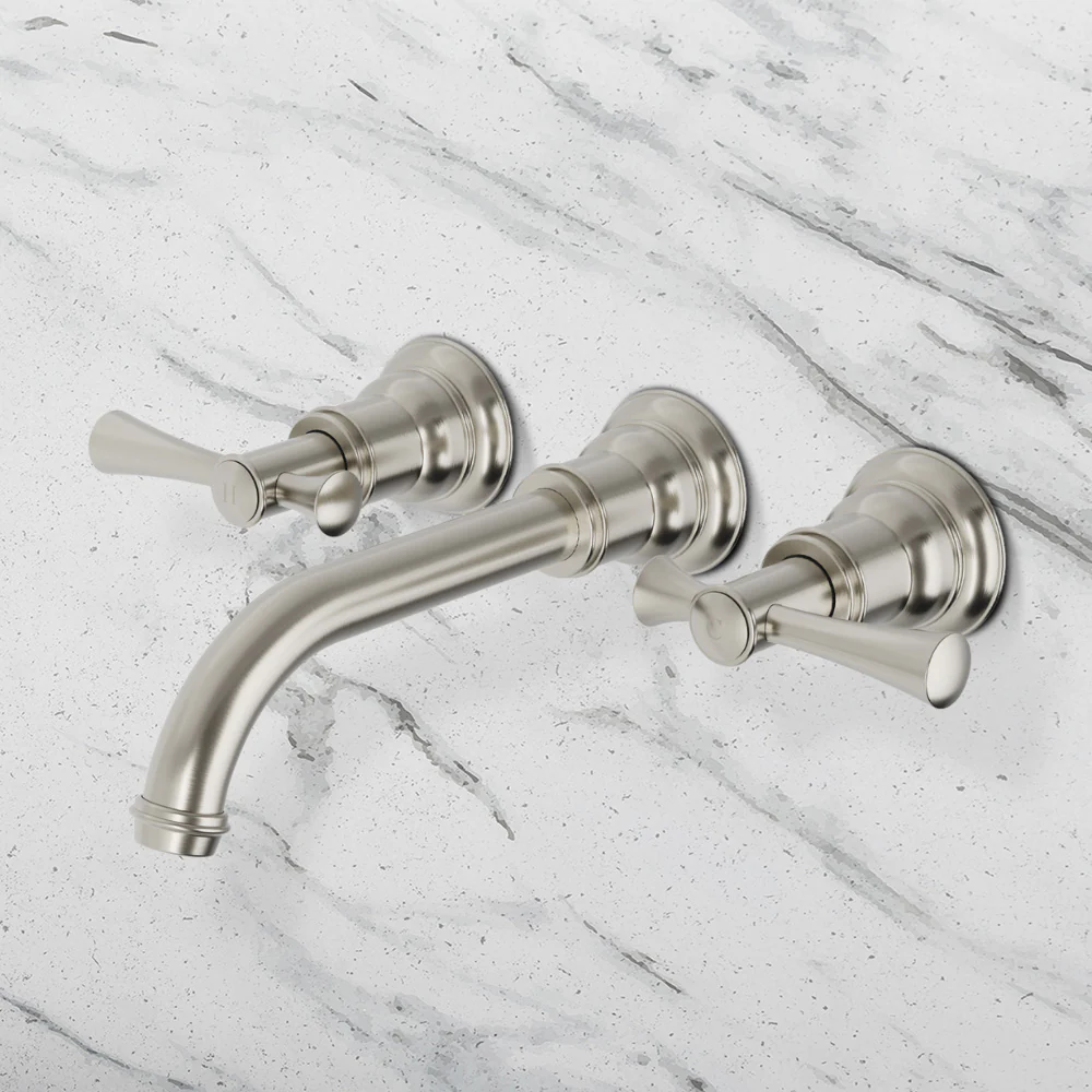 Phoenix Cromford Wall Basin / Bath Tap Set Brushed Nickel - Image 2